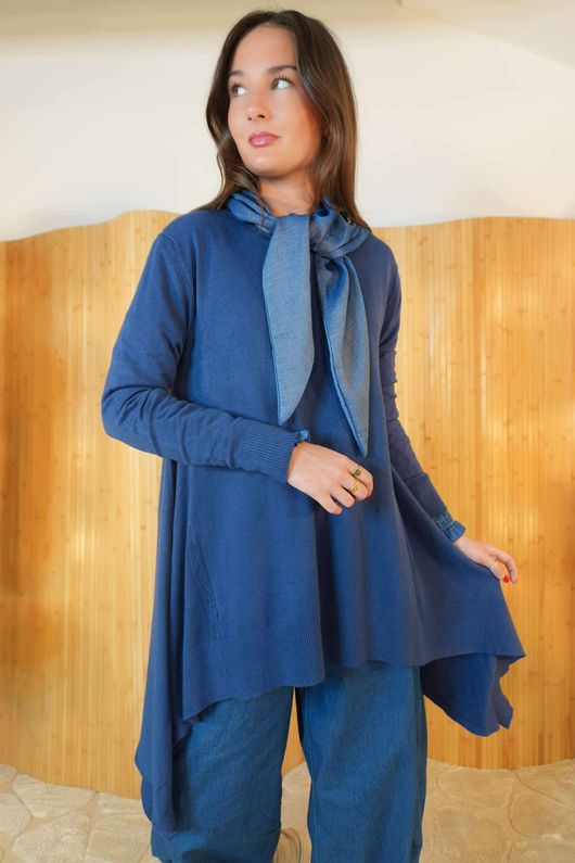 Mabel Dip Side Stretch Fine Knit Dark Denim 